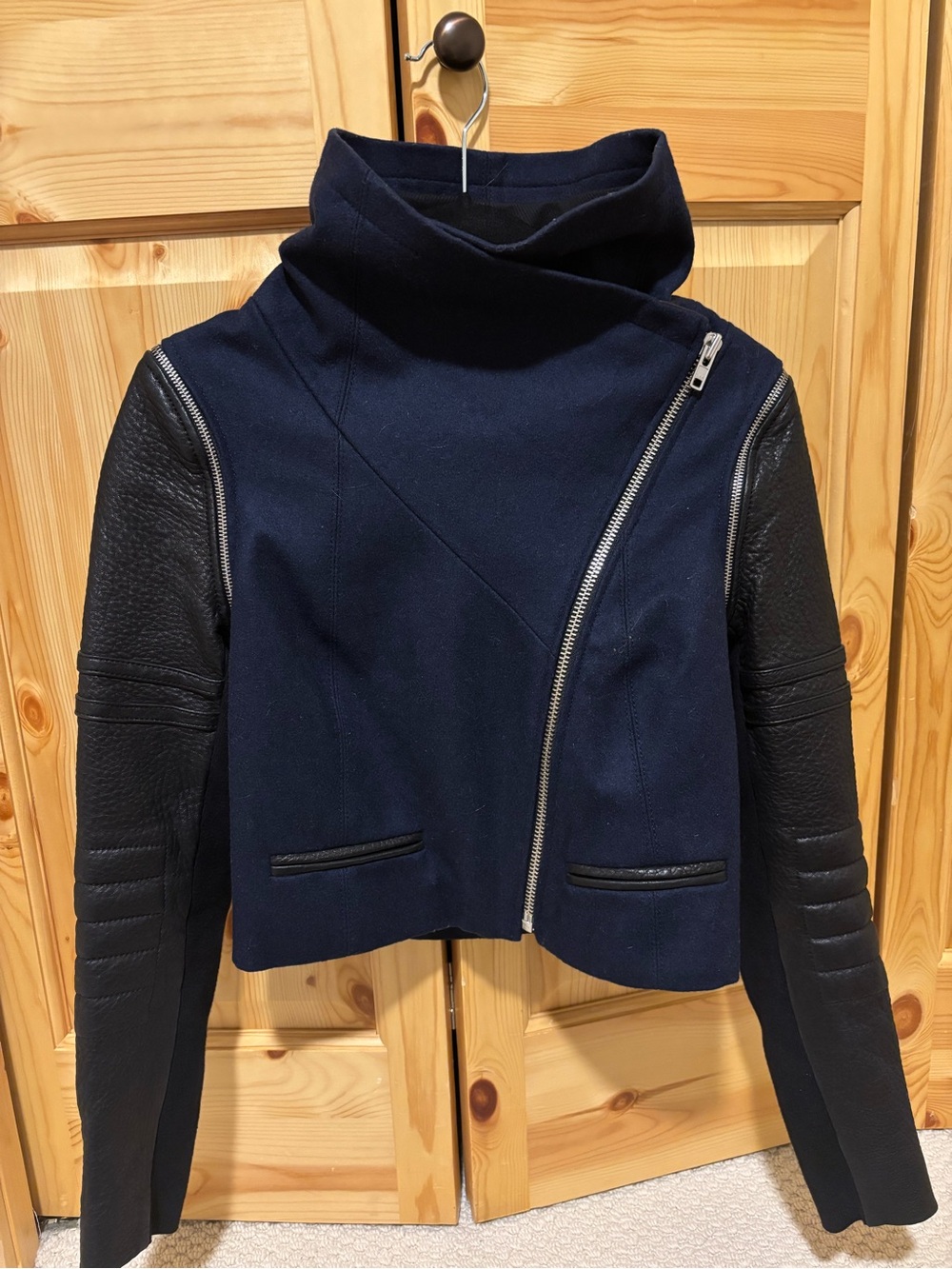 Yigal Azrouel Navy and Black Asymmetrical Zip Jacket